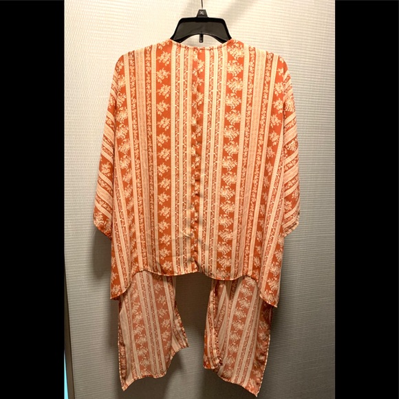 Vintage Boho Tunic Cardigan Kimono Top Pink Cream - Picture 11 of 16